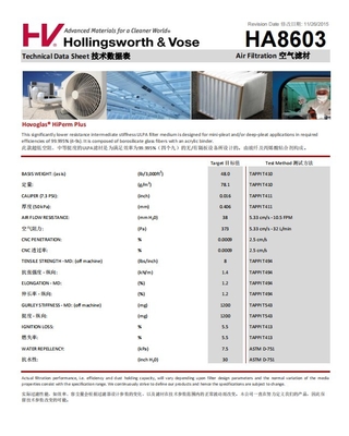Abrasion Resistant Durable ULPA Filter Paper , Glass Fiber Air Filter Paper Roll